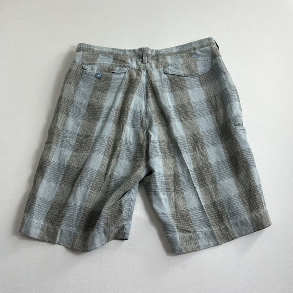 Tommy Bahama Relaxed Men’s 100% Linen Shorts Blue Plaid Adult Size 36 Casual‎ - Picture 2 of 8